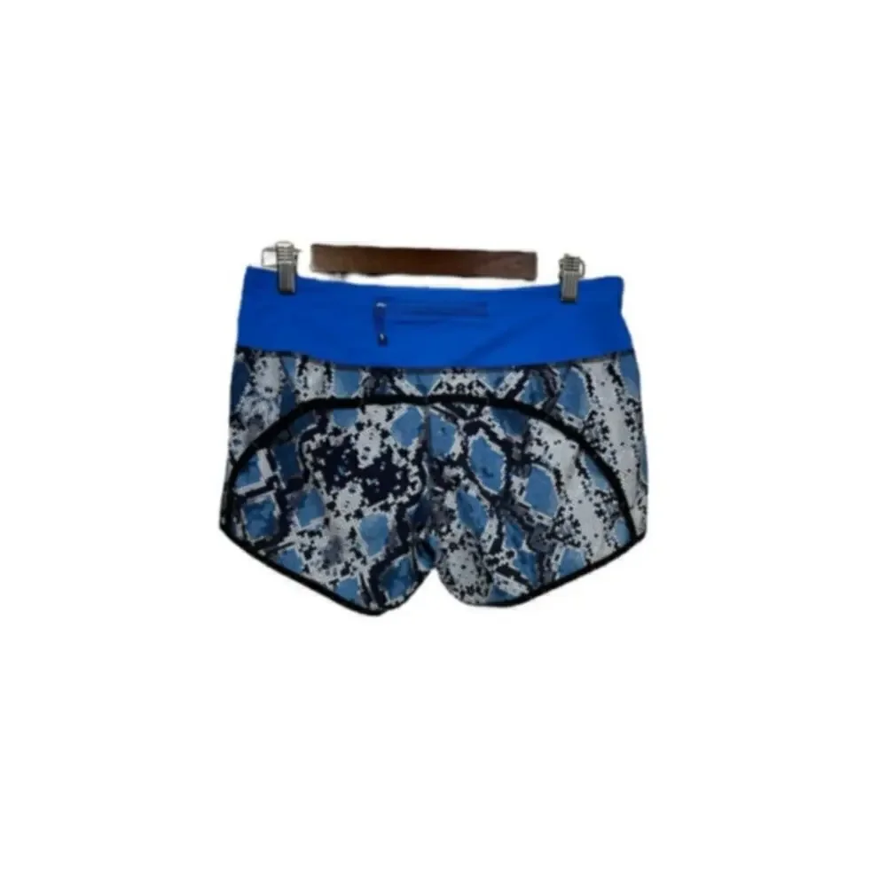 Lululemon Women’s Snake Print Blue Run Speed Short / Size-6